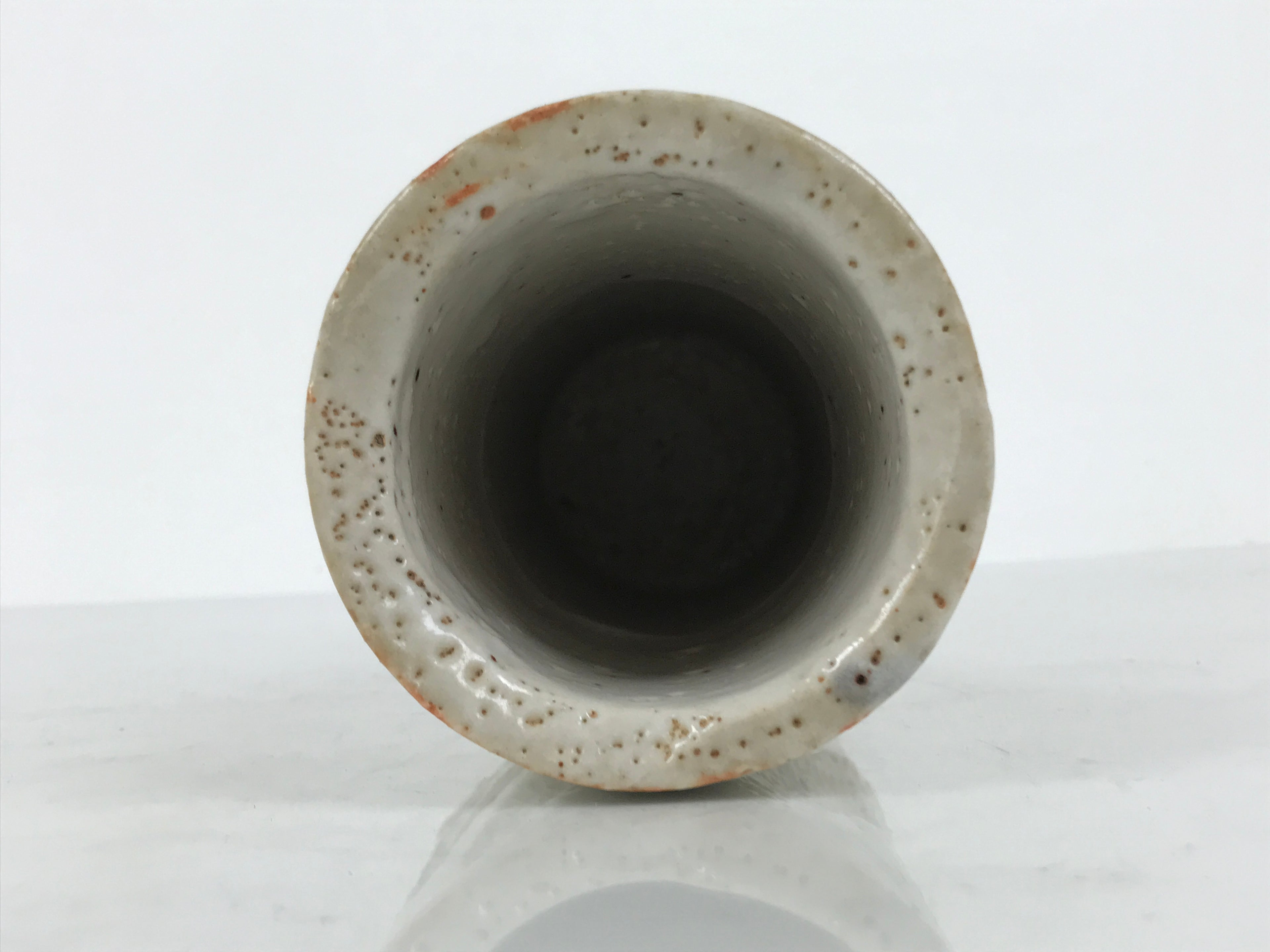 Japanese Shino Ware Ceramic Round Flower Vase Vtg Kabin Pottery Gray Box PX810
