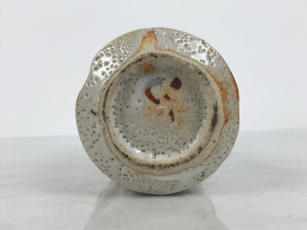 Japanese Shino Ware Ceramic Round Flower Vase Vtg Kabin Pottery Gray Box PX810