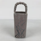 Japanese Shino Ware Ceramic Square Flower Vase Vtg Kabin Pottery Gray Box PX809
