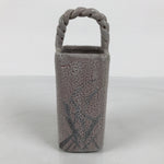 Japanese Shino Ware Ceramic Square Flower Vase Vtg Kabin Pottery Gray Box PX809