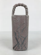 Japanese Shino Ware Ceramic Square Flower Vase Vtg Kabin Pottery Gray Box PX809