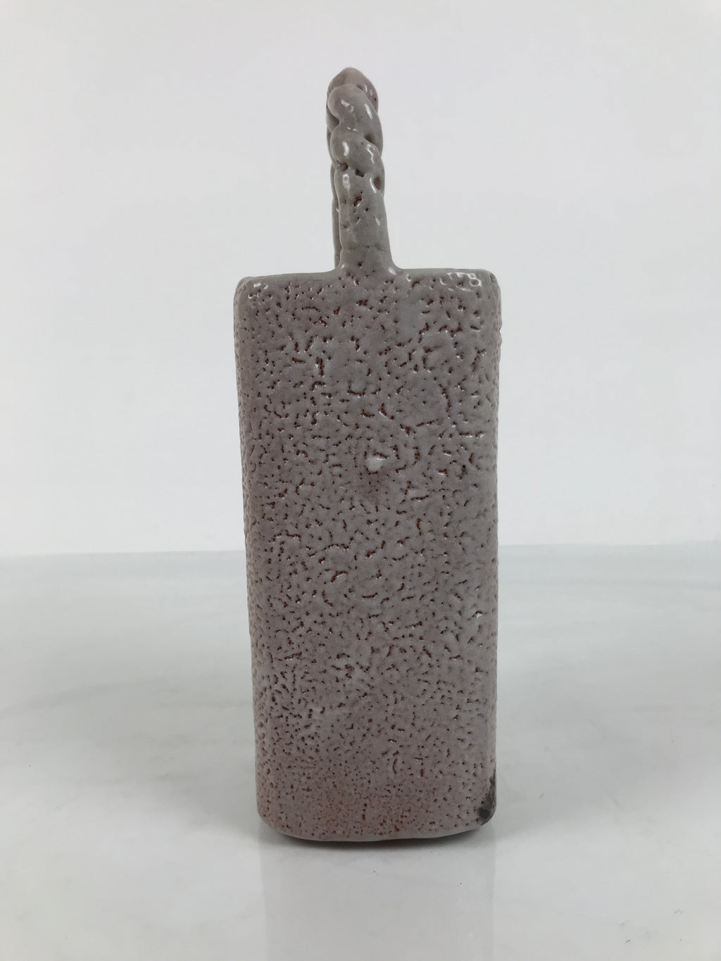 Japanese Shino Ware Ceramic Square Flower Vase Vtg Kabin Pottery Gray Box PX809