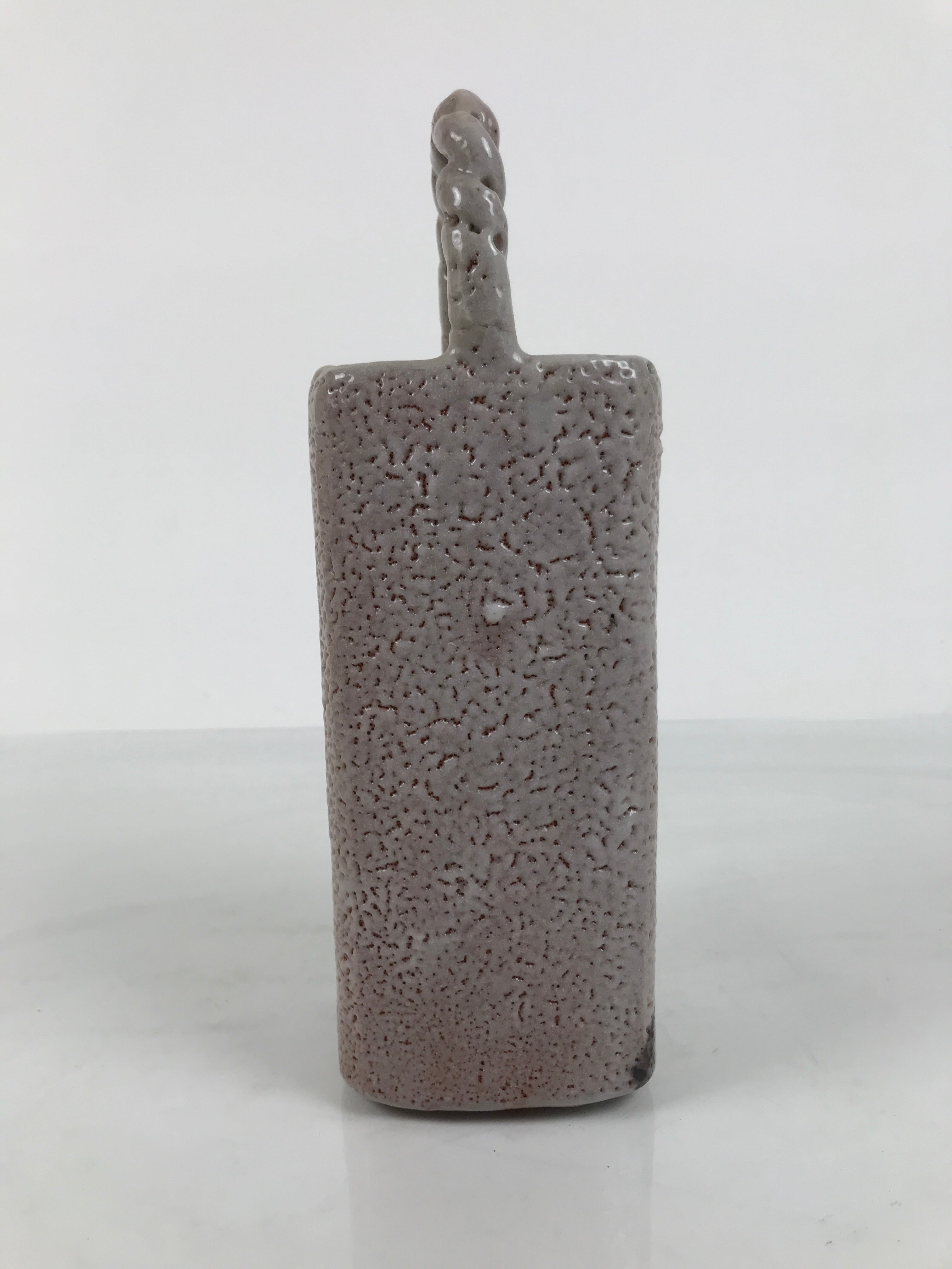 Japanese Shino Ware Ceramic Square Flower Vase Vtg Kabin Pottery Gray Box PX809