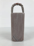 Japanese Shino Ware Ceramic Square Flower Vase Vtg Kabin Pottery Gray Box PX809