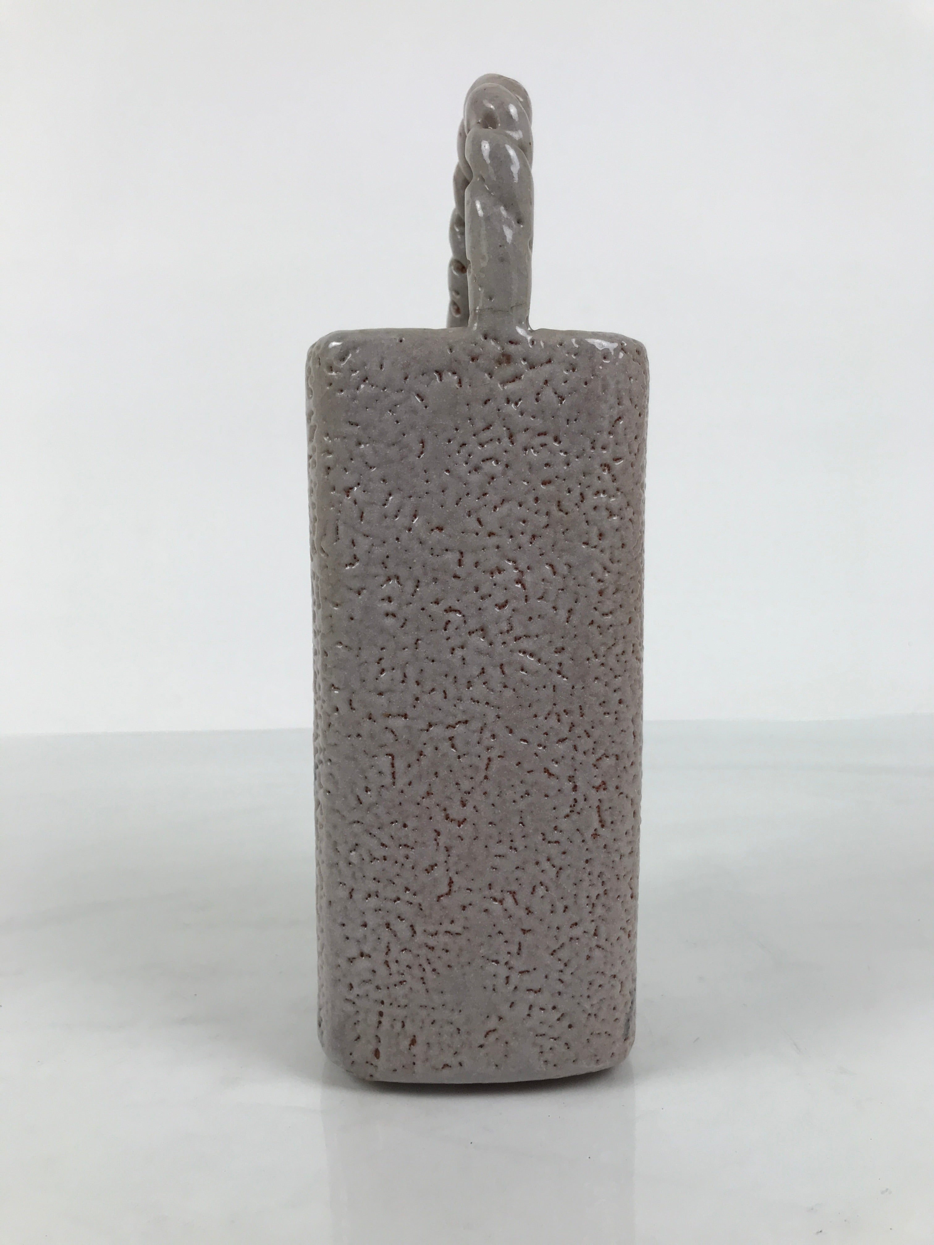 Japanese Shino Ware Ceramic Square Flower Vase Vtg Kabin Pottery Gray Box PX809