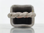 Japanese Shino Ware Ceramic Square Flower Vase Vtg Kabin Pottery Gray Box PX809