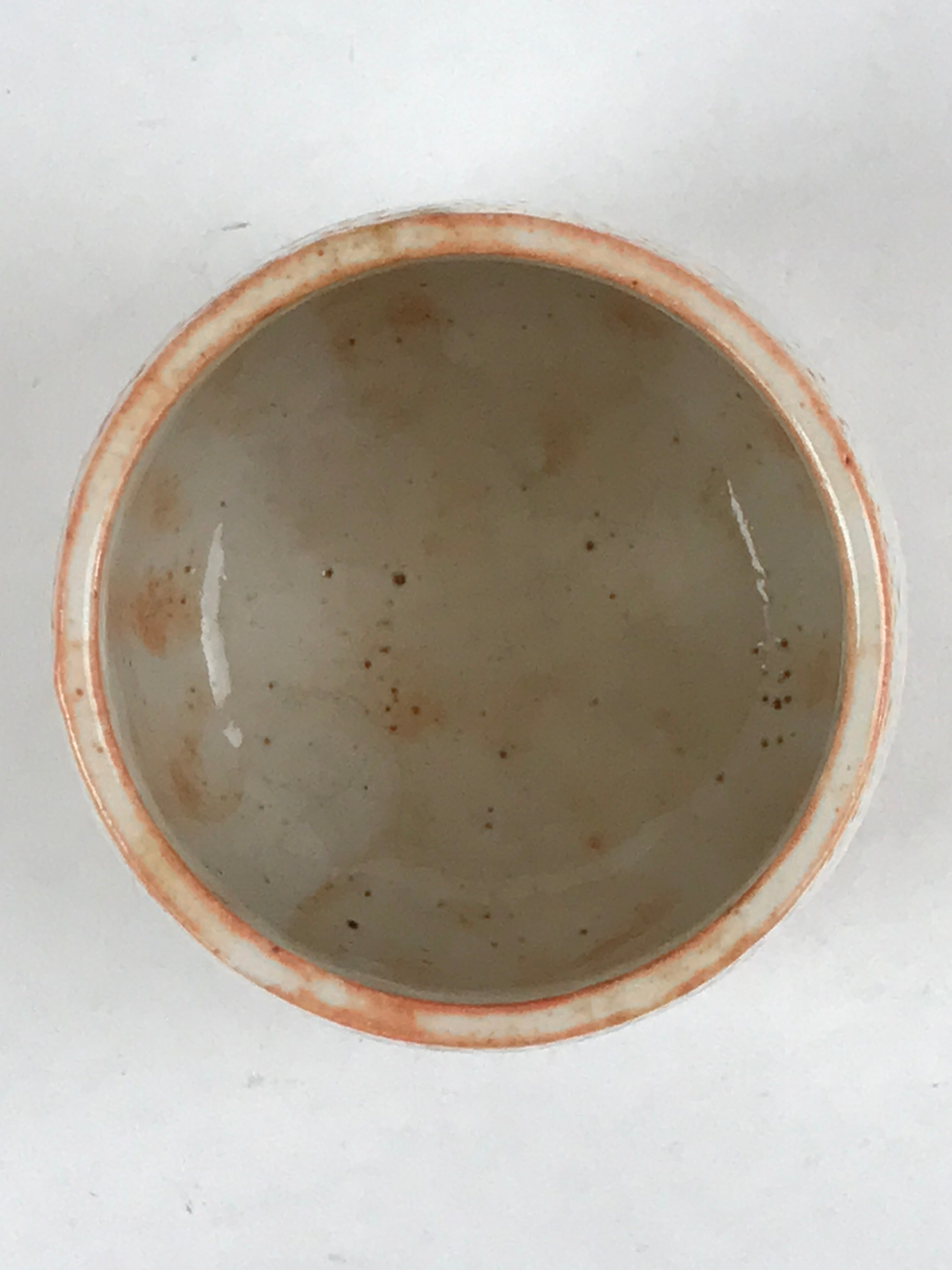Japanese Shinoware Ceramic Yunomi Teacup Vtg Pottery Bamboo Red Brown TC343