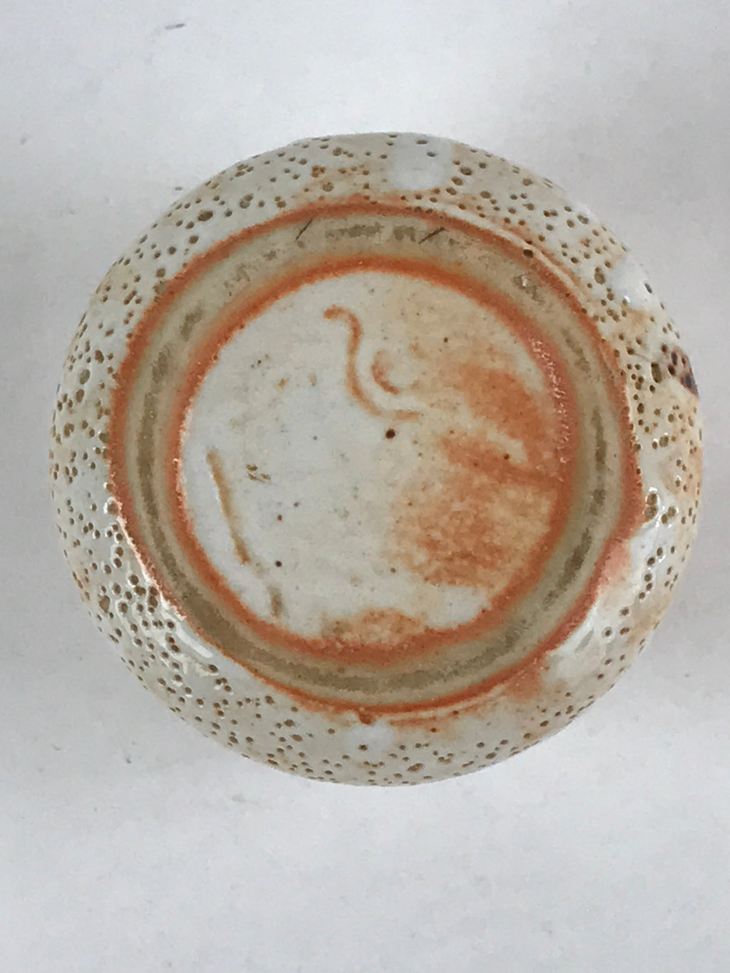 Japanese Shinoware Ceramic Yunomi Teacup Vtg Pottery Bamboo Red Brown TC343