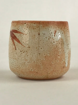 Japanese Shinoware Ceramic Yunomi Teacup Vtg Pottery Bamboo Red Brown TC344