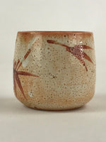 Japanese Shinoware Ceramic Yunomi Teacup Vtg Pottery Bamboo Red Brown TC344