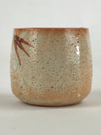 Japanese Shinoware Ceramic Yunomi Teacup Vtg Pottery Bamboo Red Brown TC345