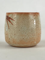 Japanese Shinoware Ceramic Yunomi Teacup Vtg Pottery Bamboo Red Brown TC345