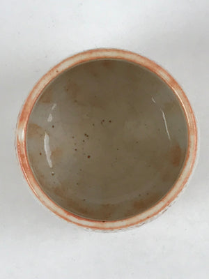 Japanese Shinoware Ceramic Yunomi Teacup Vtg Pottery Bamboo Red Brown TC346