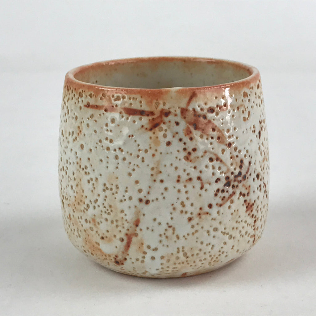 Japanese Shinoware Ceramic Yunomi Teacup Vtg Pottery Bamboo Red Brown TC346