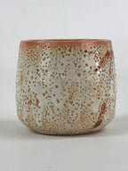 Japanese Shinoware Ceramic Yunomi Teacup Vtg Pottery Bamboo Red Brown TC347