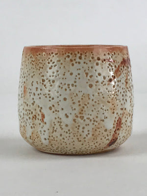 Japanese Shinoware Ceramic Yunomi Teacup Vtg Pottery Bamboo Red Brown TC347