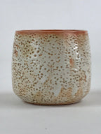 Japanese Shinoware Ceramic Yunomi Teacup Vtg Pottery Bamboo Red Brown TC347