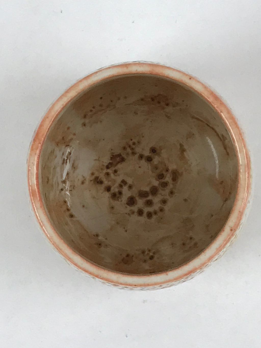 Japanese Shinoware Ceramic Yunomi Teacup Vtg Pottery Bamboo Red Brown TC347
