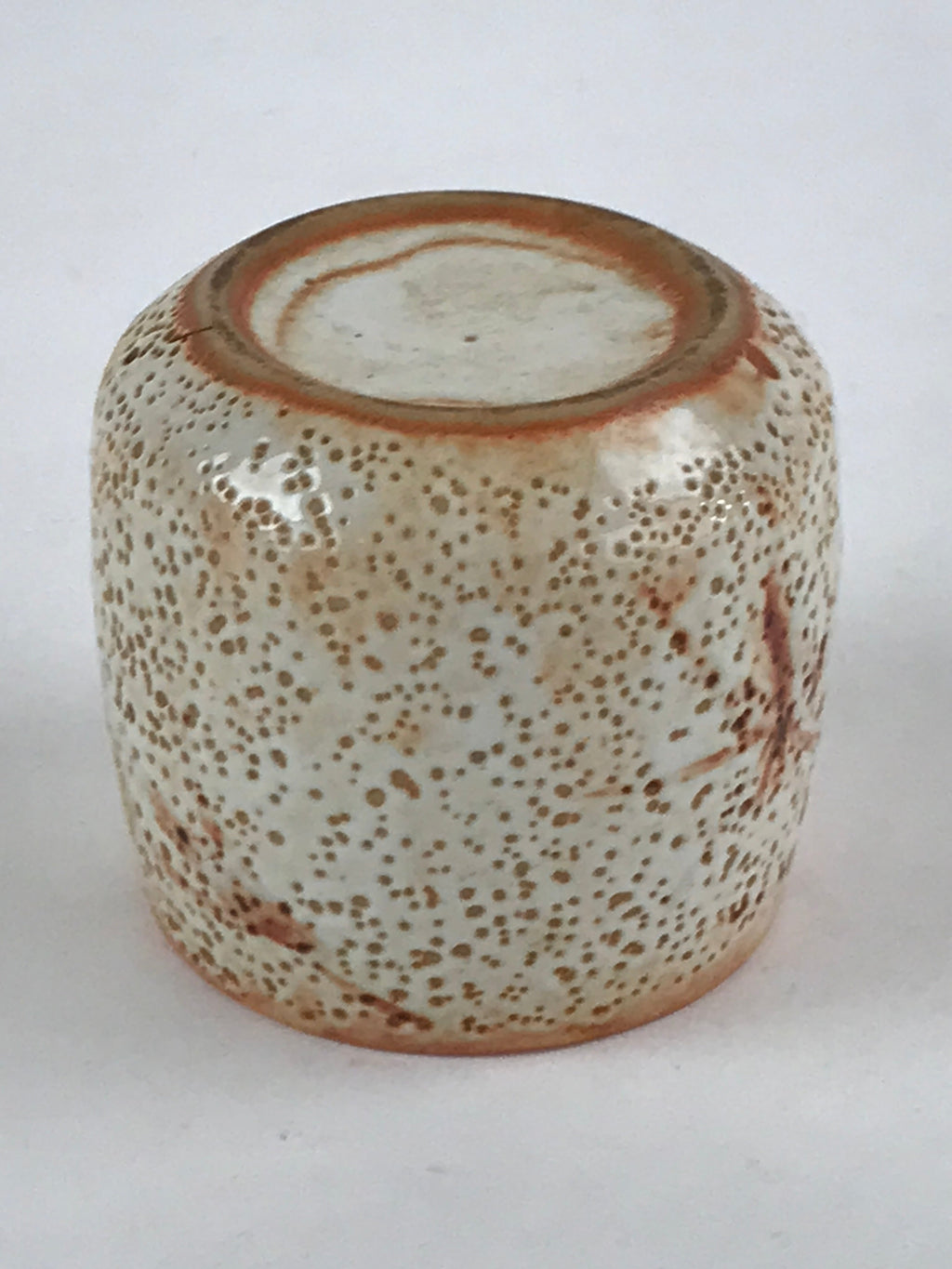 Japanese Shinoware Ceramic Yunomi Teacup Vtg Pottery Bamboo Red Brown TC347