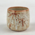 Japanese Shinoware Ceramic Yunomi Teacup Vtg Pottery Bamboo Red Brown TC347