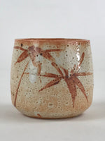 Japanese Shinoware Ceramic Yunomi Teacup Vtg Pottery Bamboo Red Brown TC348