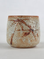 Japanese Shinoware Ceramic Yunomi Teacup Vtg Pottery Bamboo Red Brown TC349