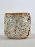 Japanese Shinoware Ceramic Yunomi Teacup Vtg Pottery Bamboo Red Brown TC349