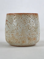 Japanese Shinoware Ceramic Yunomi Teacup Vtg Pottery Bamboo Red Brown TC349