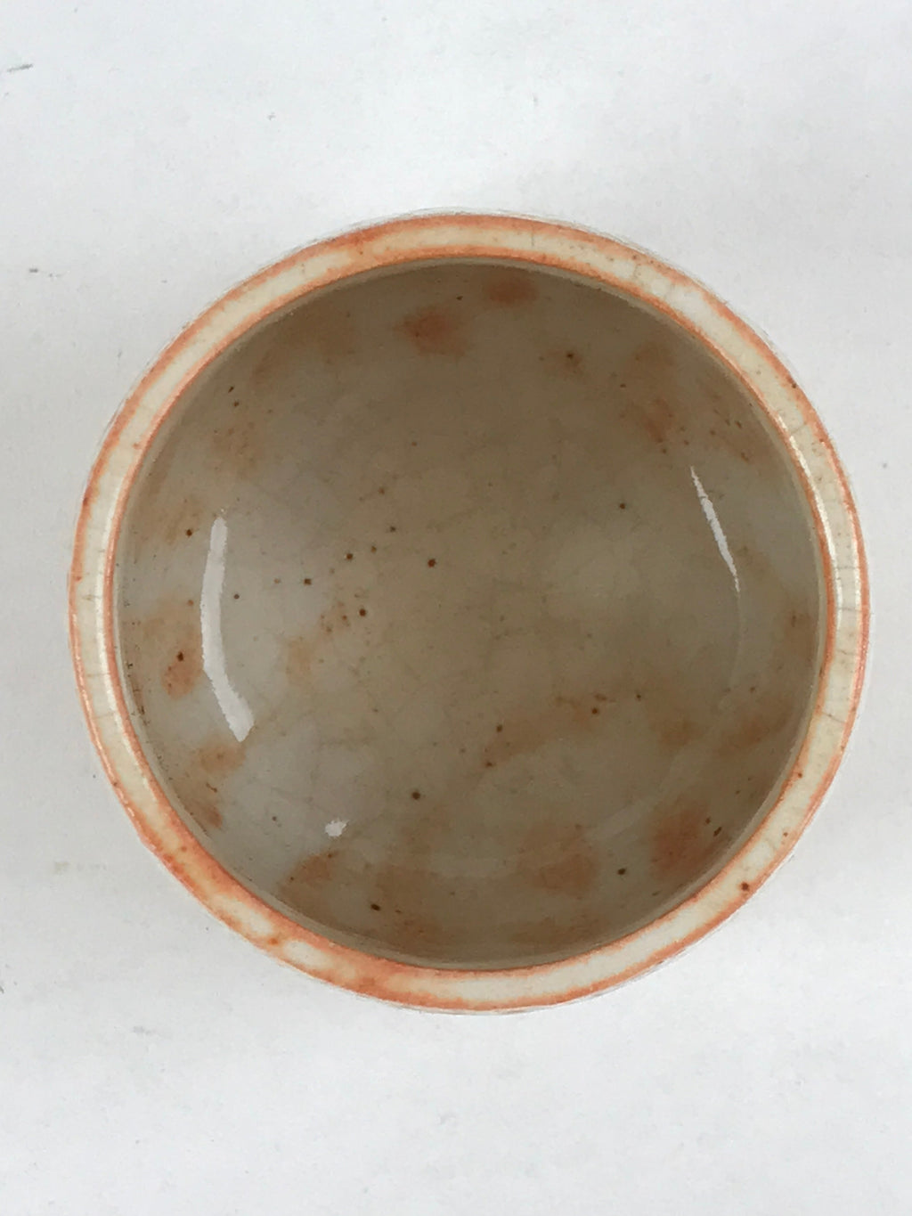 Japanese Shinoware Ceramic Yunomi Teacup Vtg Pottery Bamboo Red Brown TC349