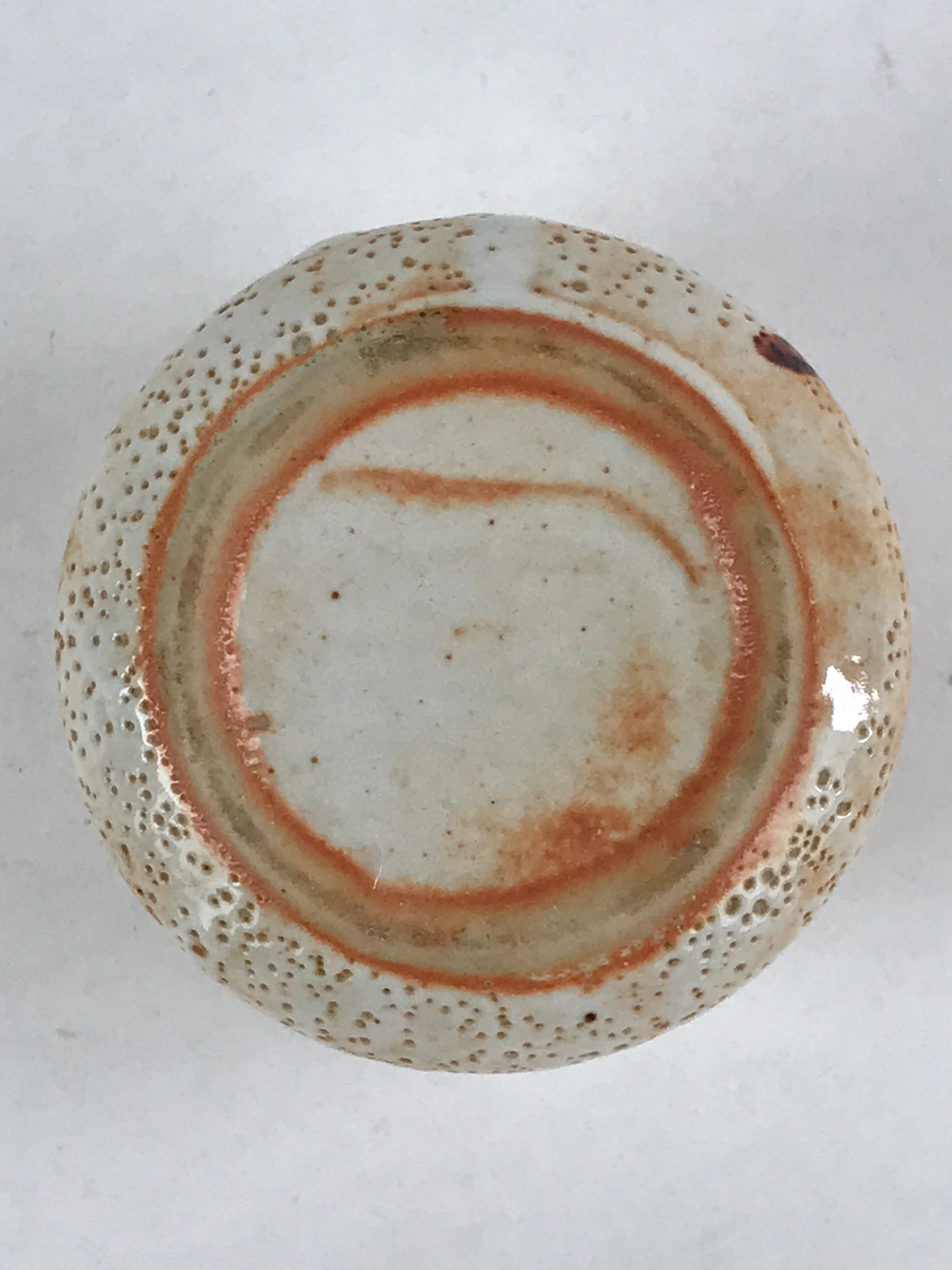 Japanese Shinoware Ceramic Yunomi Teacup Vtg Pottery Bamboo Red Brown TC349