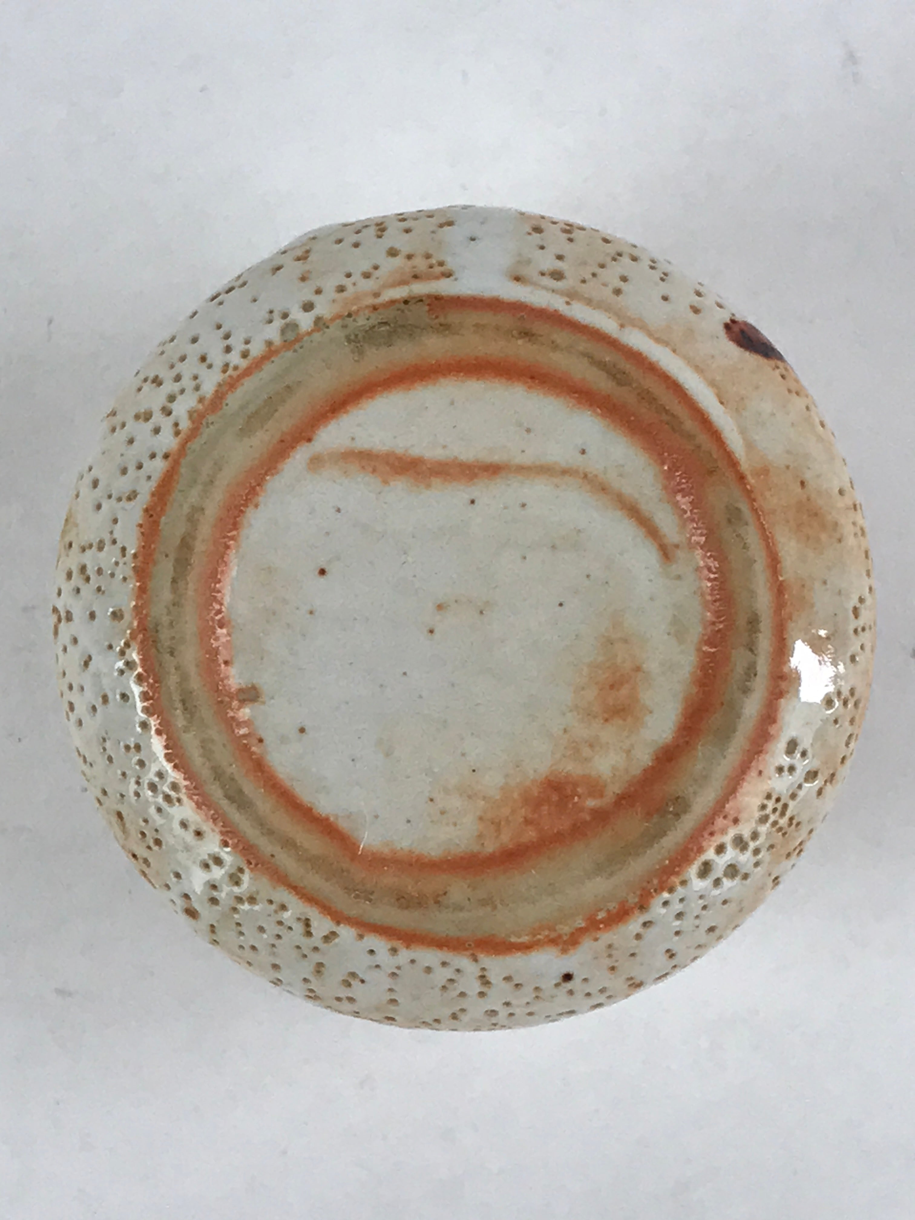 Japanese Shinoware Ceramic Yunomi Teacup Vtg Pottery Bamboo Red Brown TC349