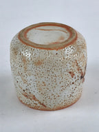 Japanese Shinoware Ceramic Yunomi Teacup Vtg Pottery Bamboo Red Brown TC349