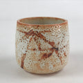 Japanese Shinoware Ceramic Yunomi Teacup Vtg Pottery Bamboo Red Brown TC349