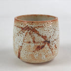 Japanese Shinoware Ceramic Yunomi Teacup Vtg Pottery Bamboo Red Brown TC349