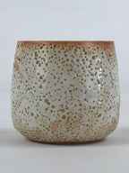 Japanese Shinoware Ceramic Yunomi Teacup Vtg Pottery Bamboo Red Brown TC350