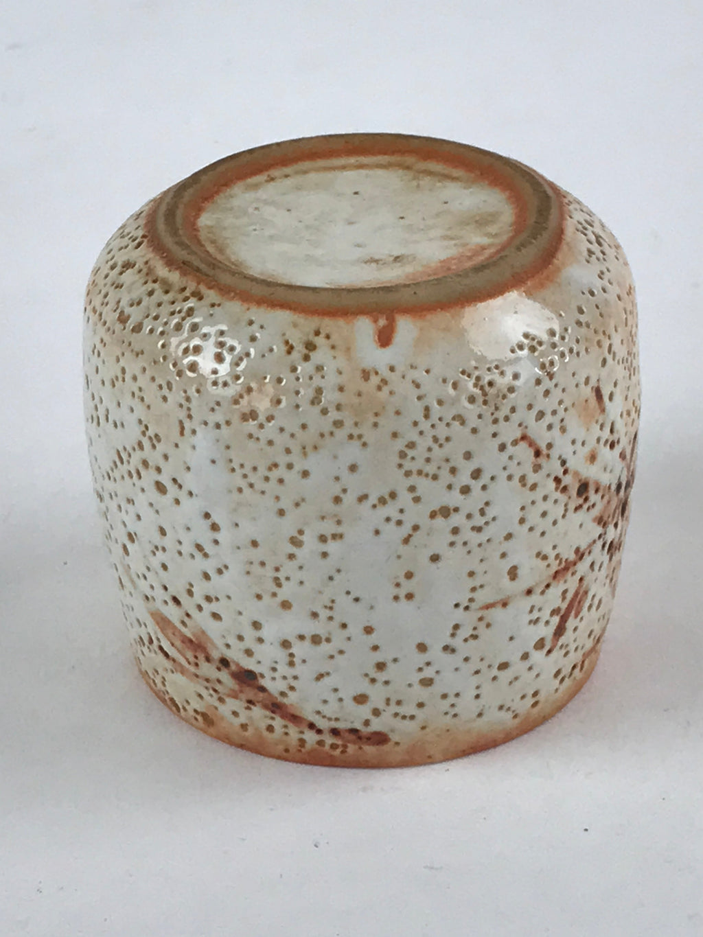 Japanese Shinoware Ceramic Yunomi Teacup Vtg Pottery Bamboo Red Brown TC350