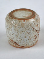 Japanese Shinoware Ceramic Yunomi Teacup Vtg Pottery Bamboo Red Brown TC350