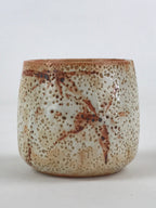 Japanese Shinoware Ceramic Yunomi Teacup Vtg Pottery Bamboo Red Brown TC351