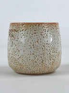 Japanese Shinoware Ceramic Yunomi Teacup Vtg Pottery Bamboo Red Brown TC351