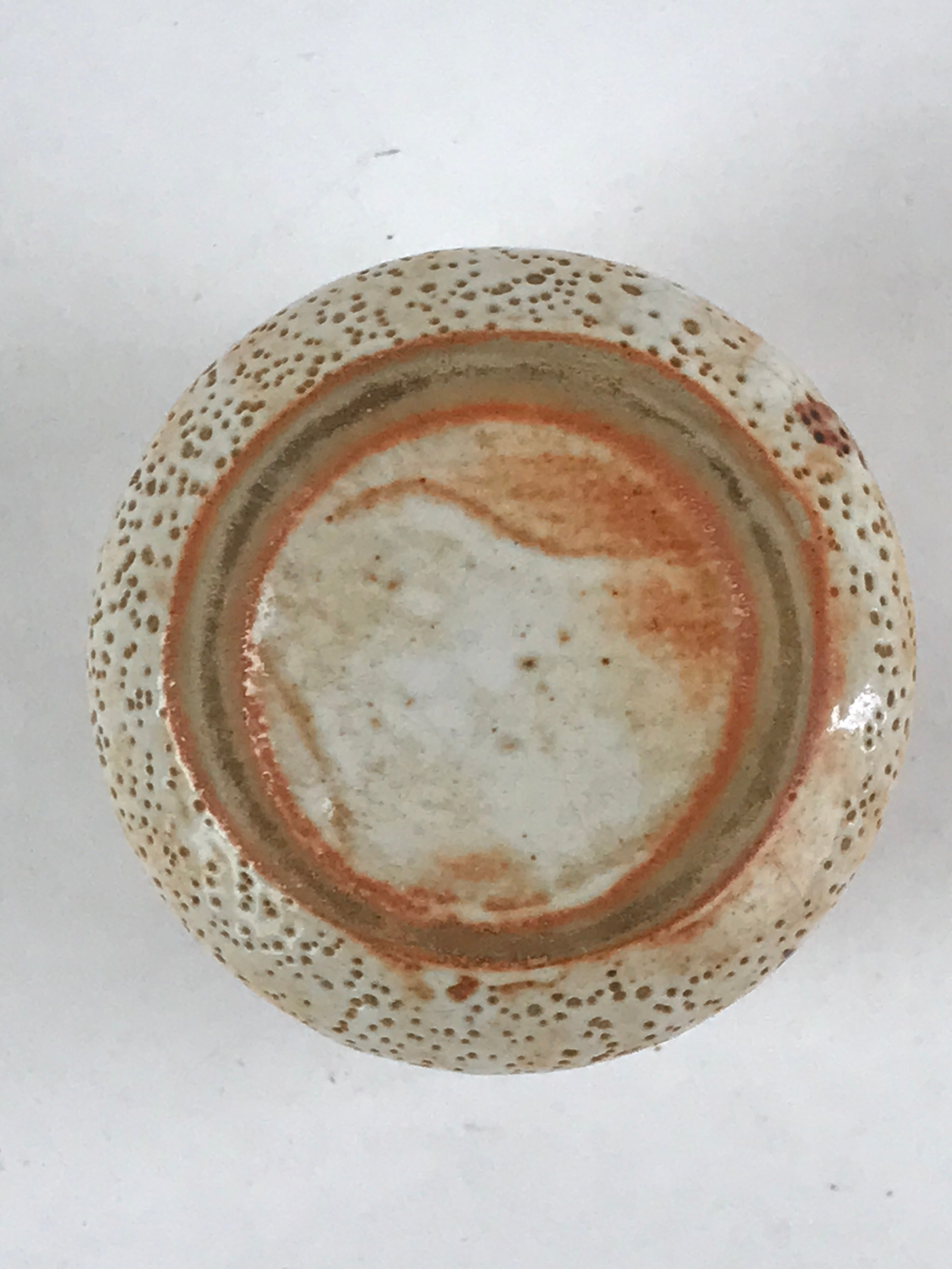 Japanese Shinoware Ceramic Yunomi Teacup Vtg Pottery Bamboo Red Brown TC351