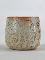 Japanese Shinoware Ceramic Yunomi Teacup Vtg Pottery Bamboo Red Brown TC352
