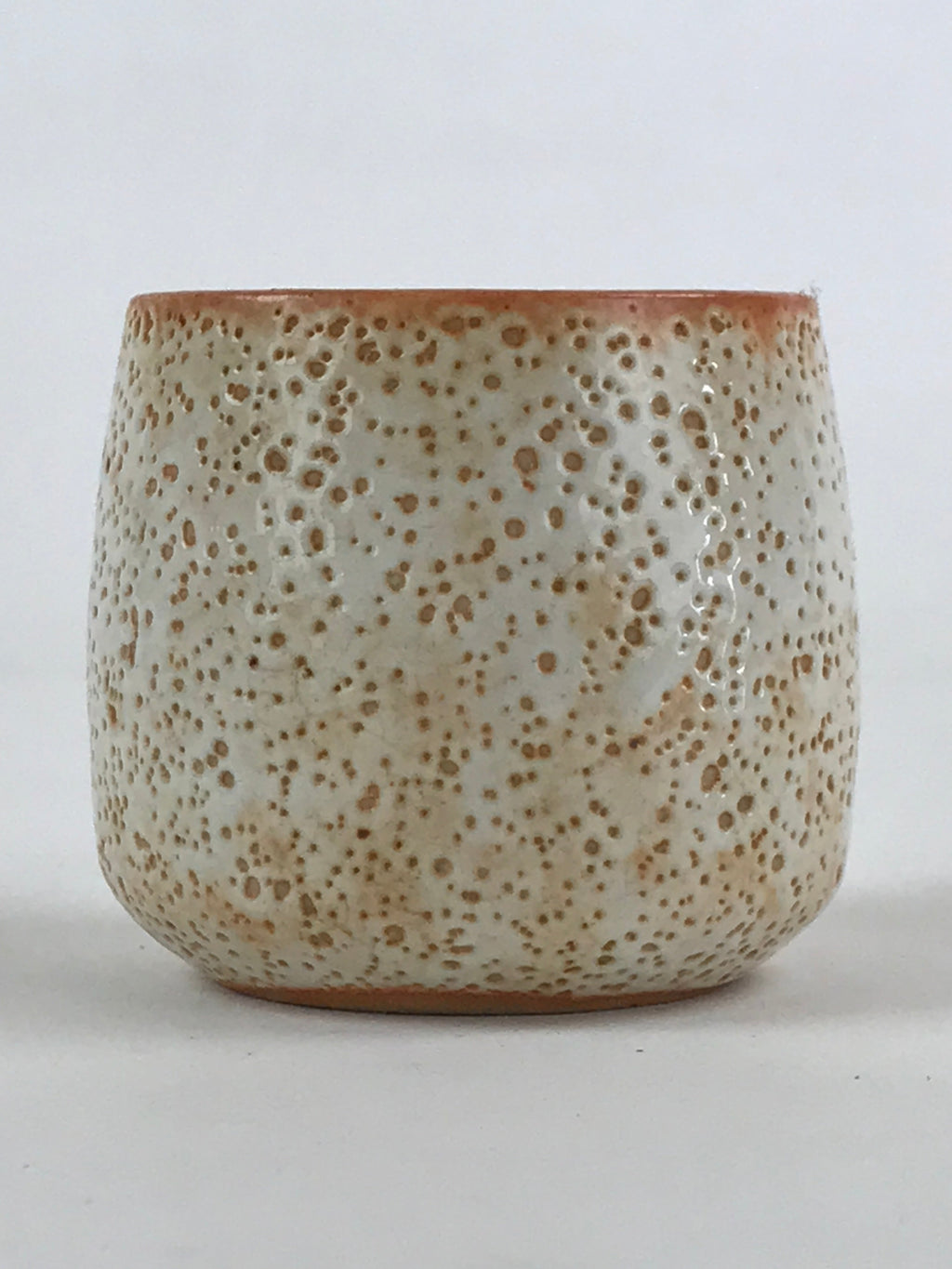 Japanese Shinoware Ceramic Yunomi Teacup Vtg Pottery Bamboo Red Brown TC352