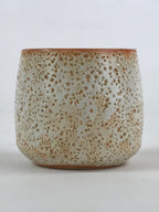 Japanese Shinoware Ceramic Yunomi Teacup Vtg Pottery Bamboo Red Brown TC352