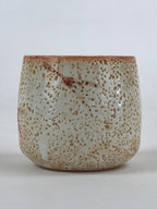 Japanese Shinoware Ceramic Yunomi Teacup Vtg Pottery Bamboo Red Brown TC352