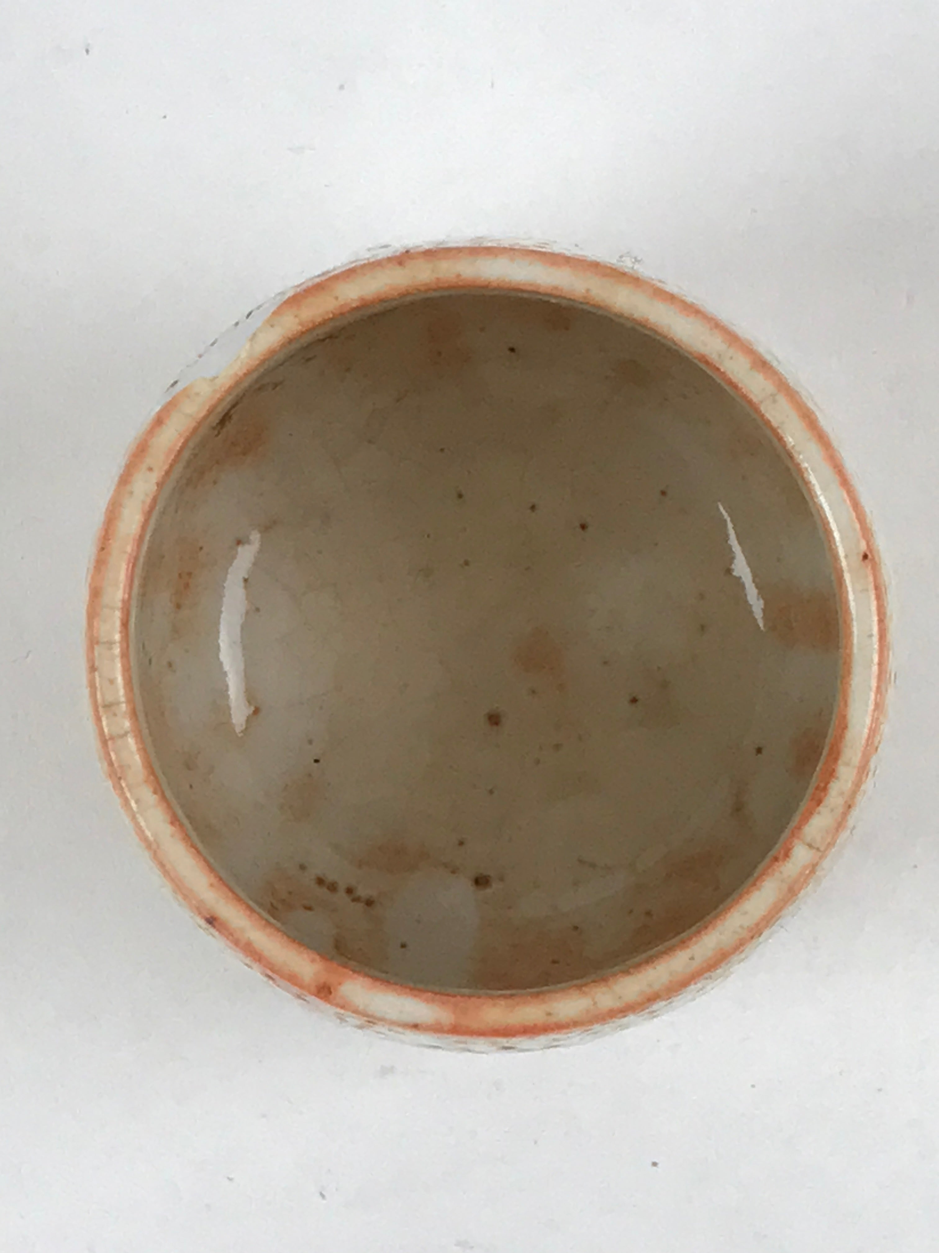 Japanese Shinoware Ceramic Yunomi Teacup Vtg Pottery Bamboo Red Brown TC352