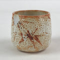 Japanese Shinoware Ceramic Yunomi Teacup Vtg Pottery Bamboo Red Brown TC352