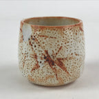Japanese Shinoware Ceramic Yunomi Teacup Vtg Pottery Bamboo Red Brown TC352