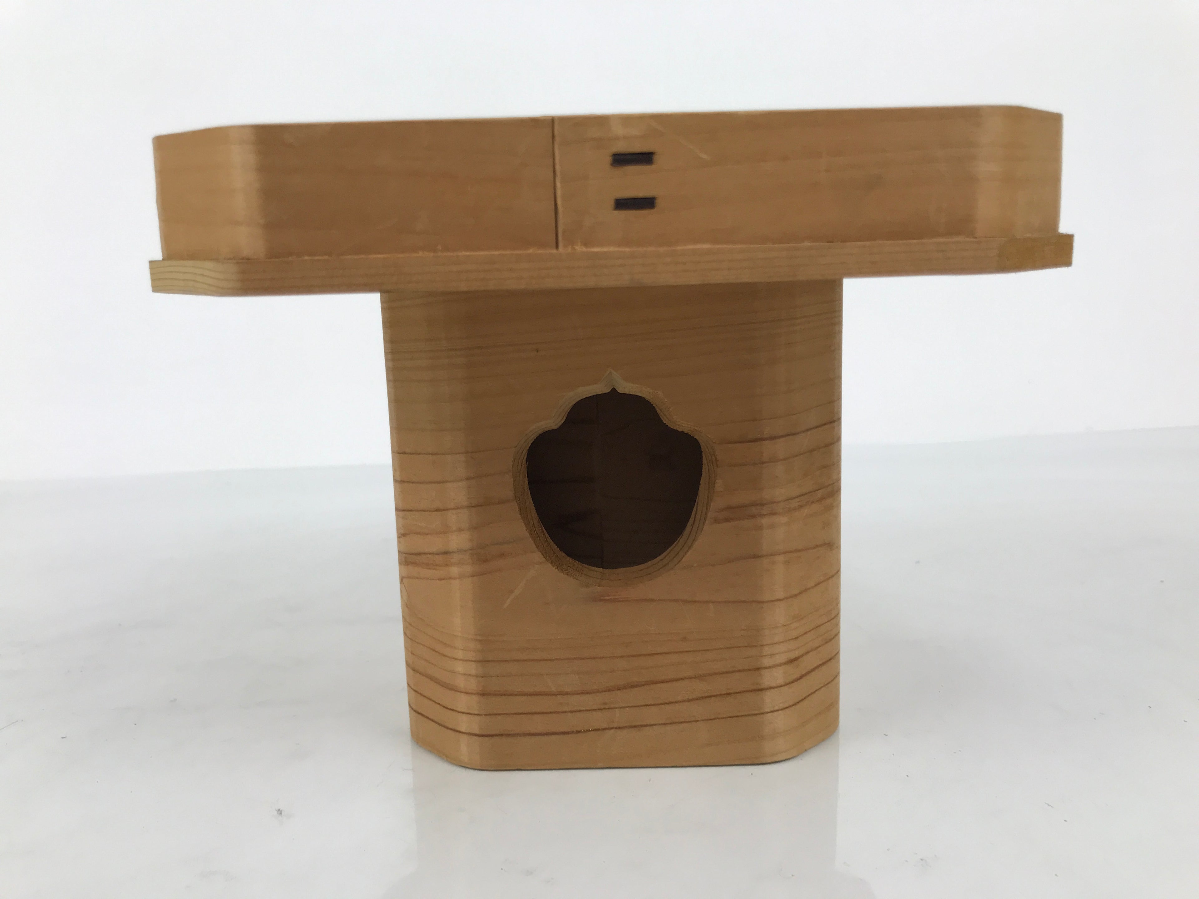 Japanese Shinto Buddhist Wooden Offering Tray Sanbou Vtg Sanpo Altar Brown BA877
