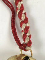 Japanese Shinto Metal Bell Omamori Good Fortune Amulet Gold Red White JK882