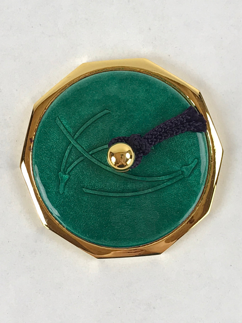 Japanese Shippo Paperweight Decagon Vtg Green Silver Copper Glass Glaze JK572